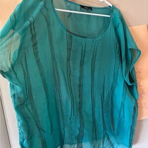 a.n.a Teal Sheer Blouse